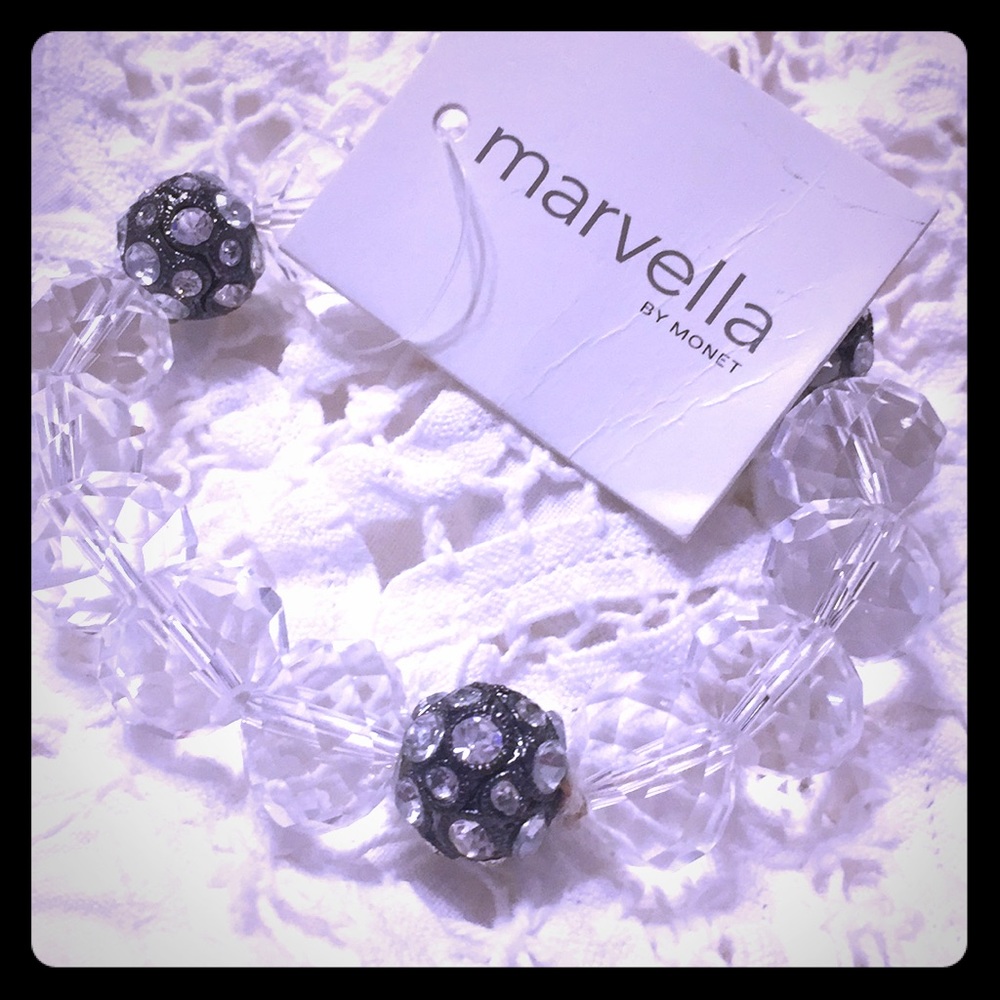 Marvella Faceted Clear Crystal Beaded Stretchbrace